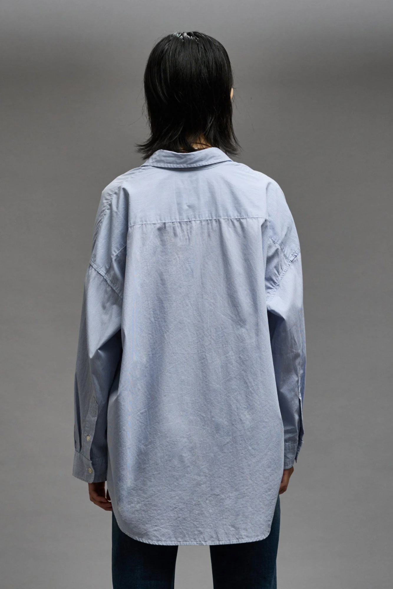 DROP NECK SHIRT - BLUE AND WHITE STRIPE - Image 5