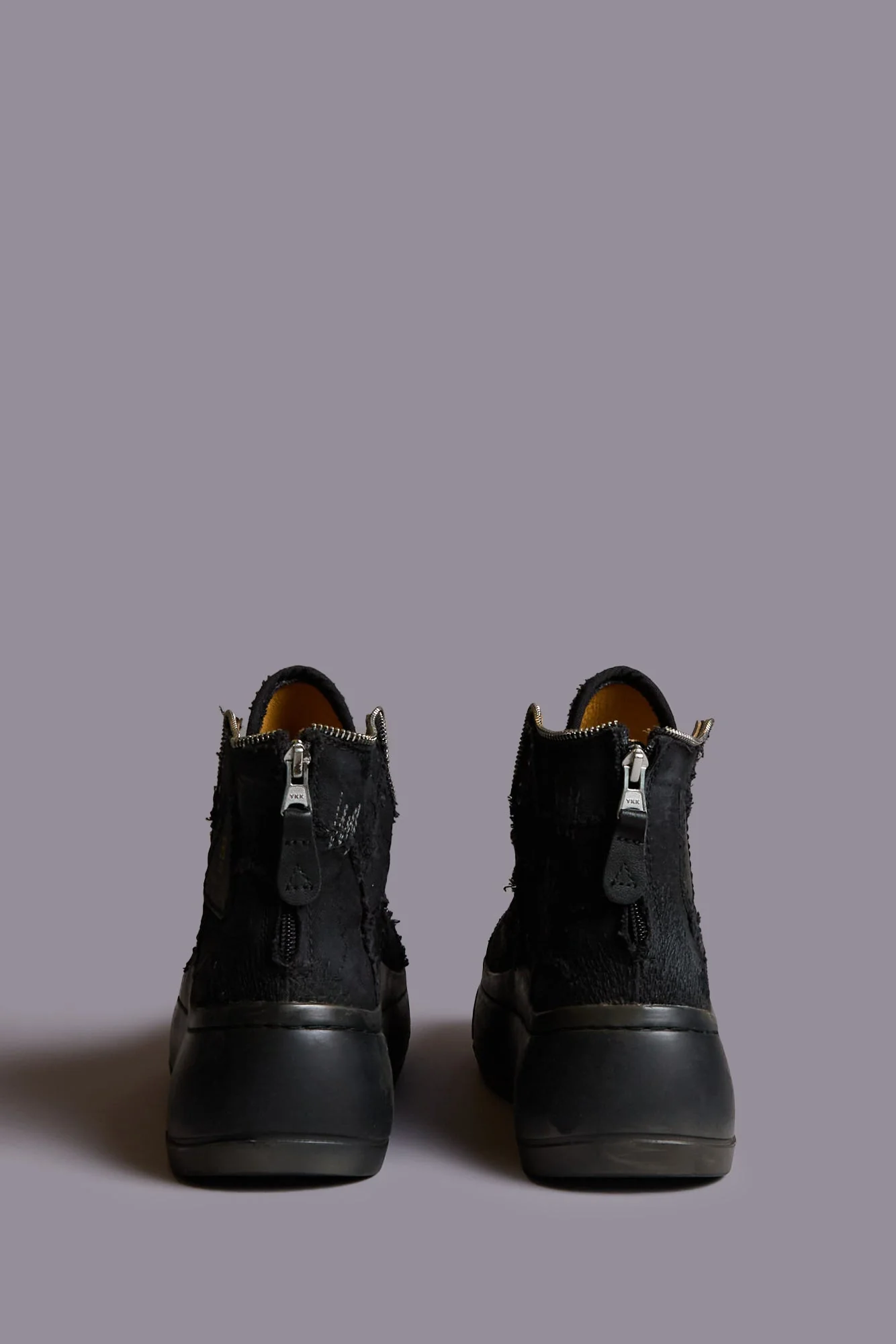 LACE FREE KURT HIGH TOP - BLACK CANVAS W FRAYED AND STUDS - Image 3