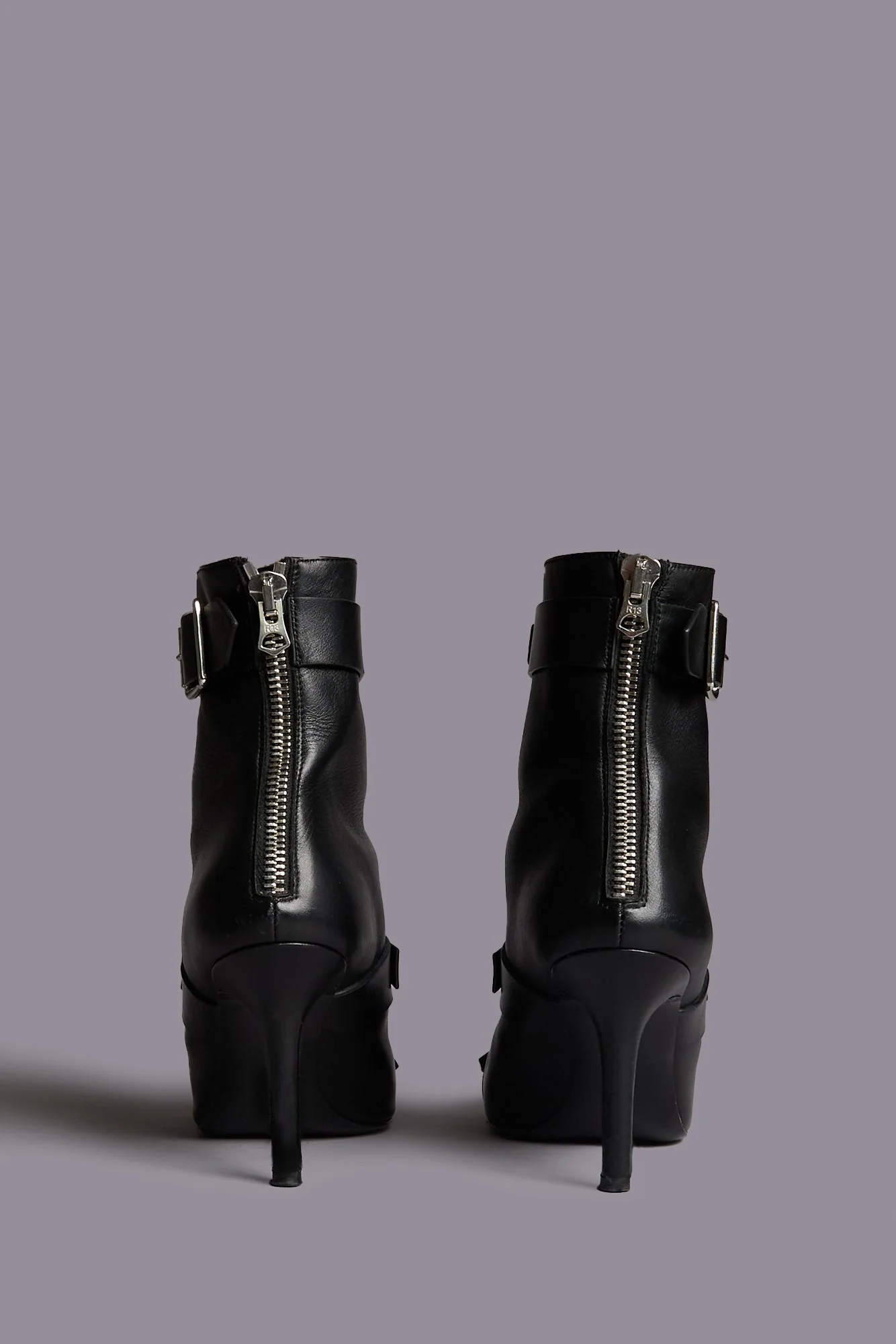 STRAPPED SKINNY ANKLE HEELED BOOT - BLACK - Image 4